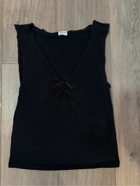 Sunday Best Black V-Neck Tank with Front Bow